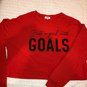 Red Long Sleeve Crop Top